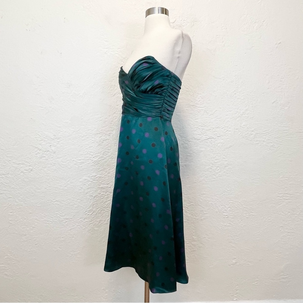 Vintage Betsey Johnson Dress 90s Y2K 4 Silk Satin Teal Polka Dot - Picture 6 of 13